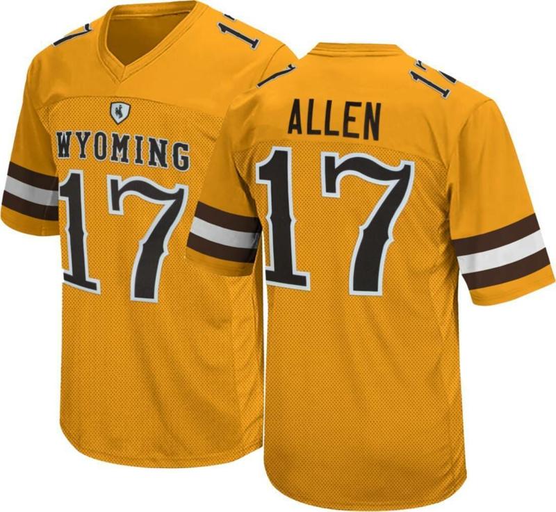 Men's Josh Allen Wyoming Cowboys Jersey #17 Original Retro Brand Gold NCAA Football Game