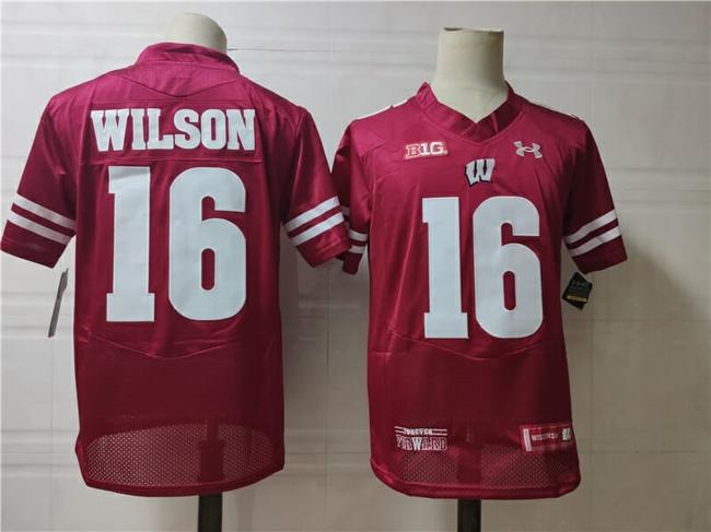 Men's Wisconsin Badgers #16 Wilson College Football Jersey Red