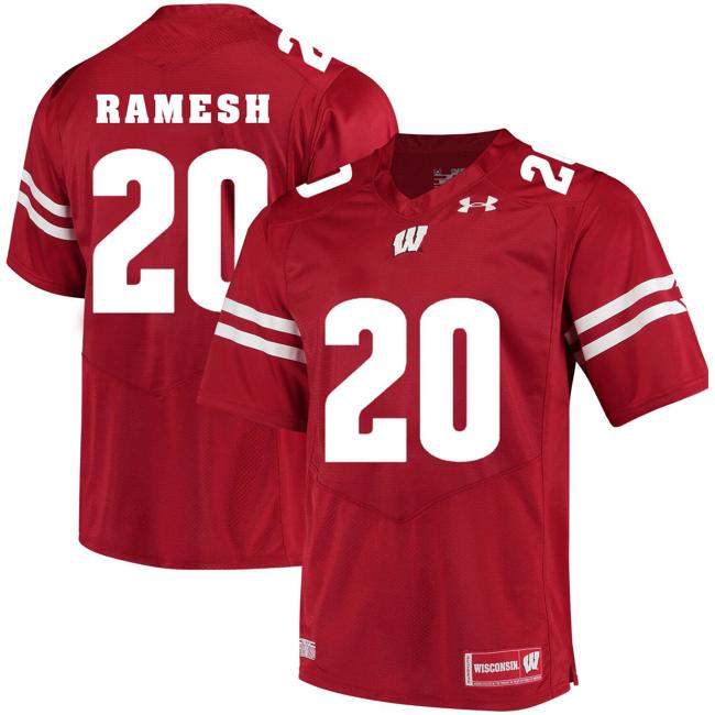 Men's Wisconsin Badgers #20 Austin Ramesh College Football Jersey Red