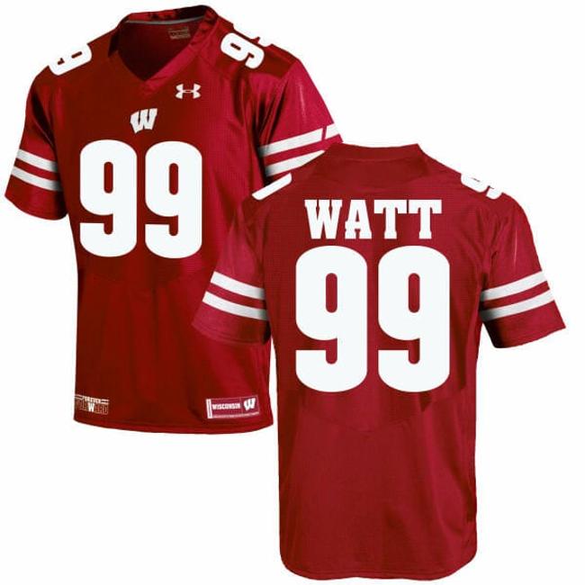 Men's Wisconsin Badgers #99 JJ Watt NCAA College Football Jersey Red