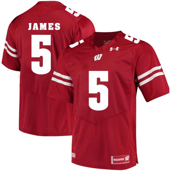 Men's Wisconsin Badgers #5 Chris James College Football Jersey Red