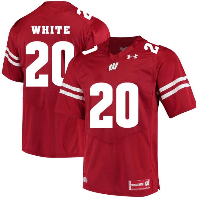 Men's Wisconsin Badgers #20 James White College Football Jersey Red