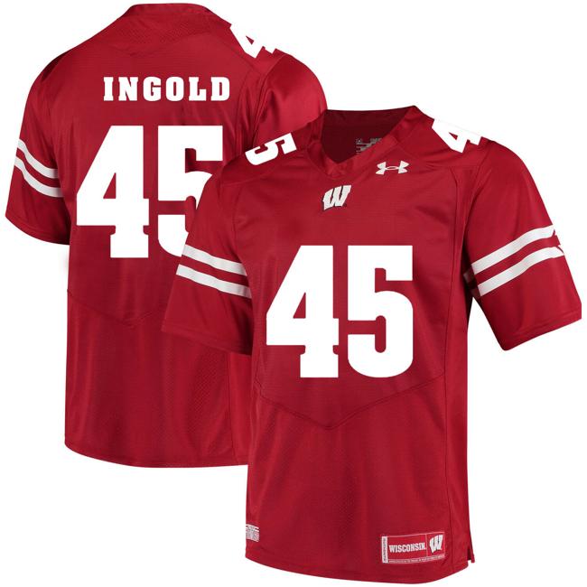 Men's Wisconsin Badgers #45 Alec Ingold College Football Jersey Red