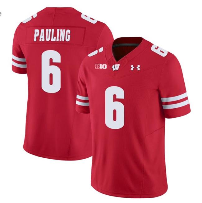 Men's Will Pauling Jersey #6 Wisconsin Badgers Vapor Limited College Football Red