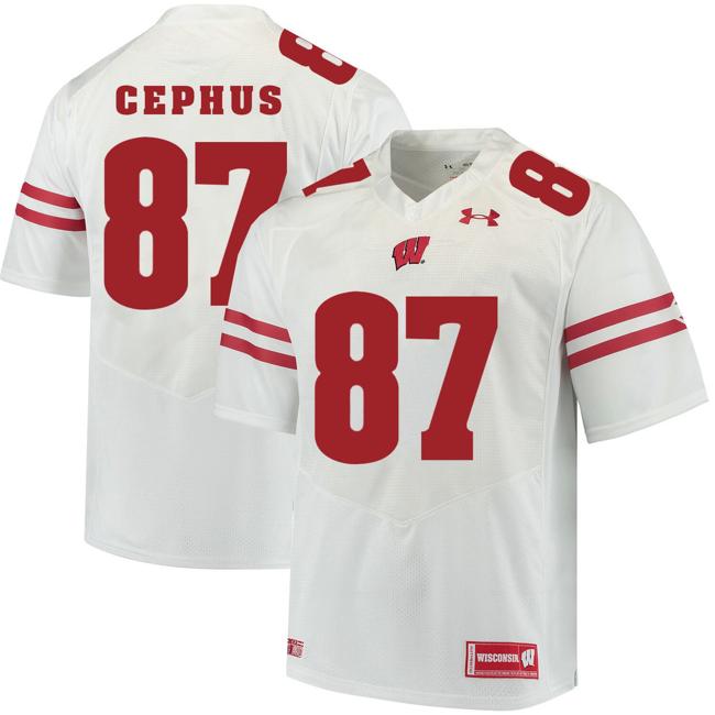 Men's Wisconsin Badgers #87 Quintez Cephus College Football Jersey White