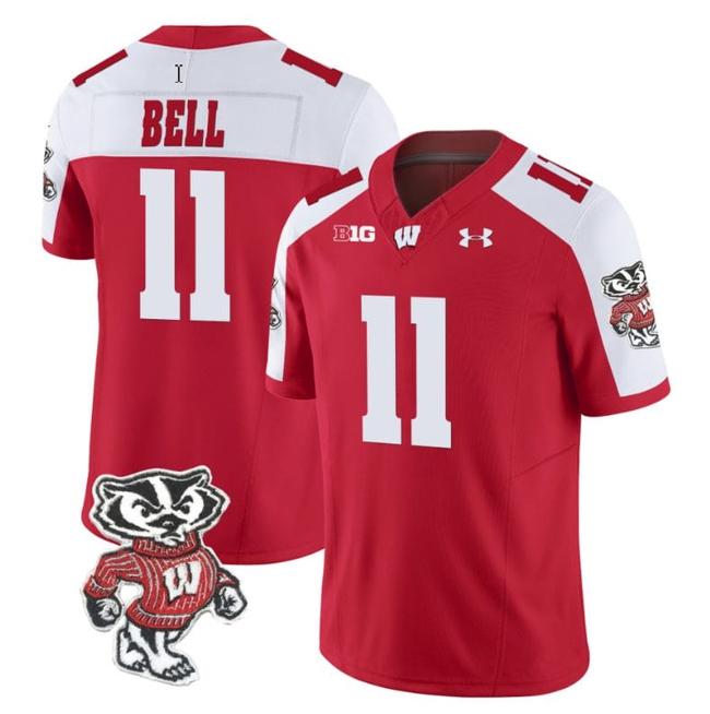 Men's Skyler Bell Jersey #11 Wisconsin Badgers Vapor Limited College Football Red Alternate