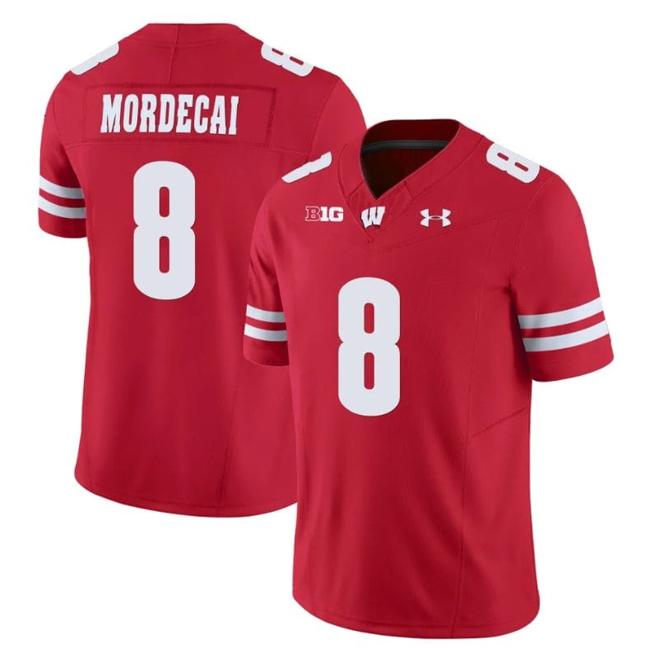 Men's Tanner Mordecai Jersey #8 Wisconsin Badgers Vapor Limited College Football Red