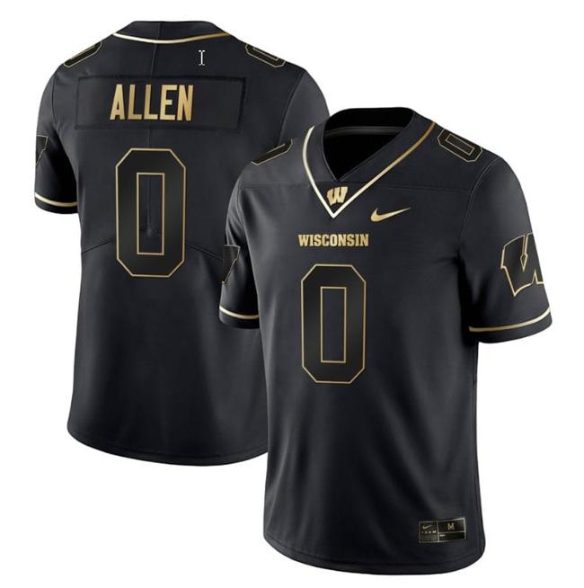 Men's Braelon Allen Jersey #0 Wisconsin Badgers Gold Vapor College Football Black Gold