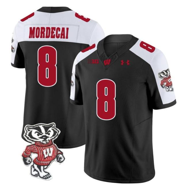 Men's Tanner Mordecai Jersey #8 Wisconsin Badgers Vapor Limited College Football Black Alternate