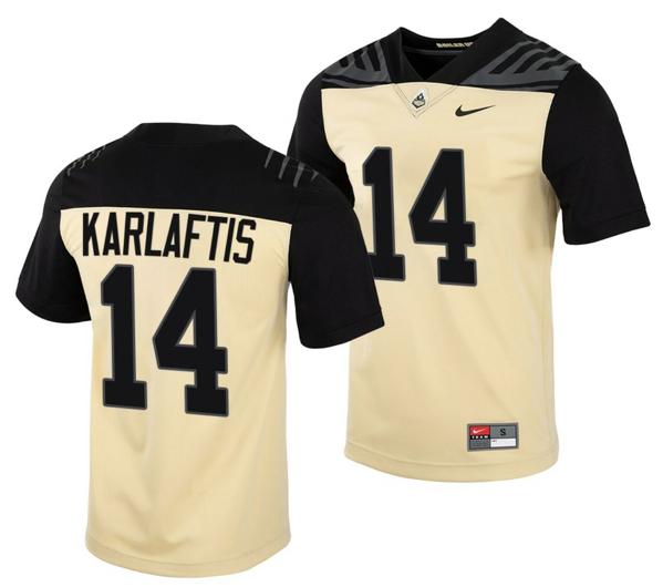 Men's Nike Purdue Boilermakers Yanni Karlaftis Jersey #14 College Football Gold Vapor Untouchable