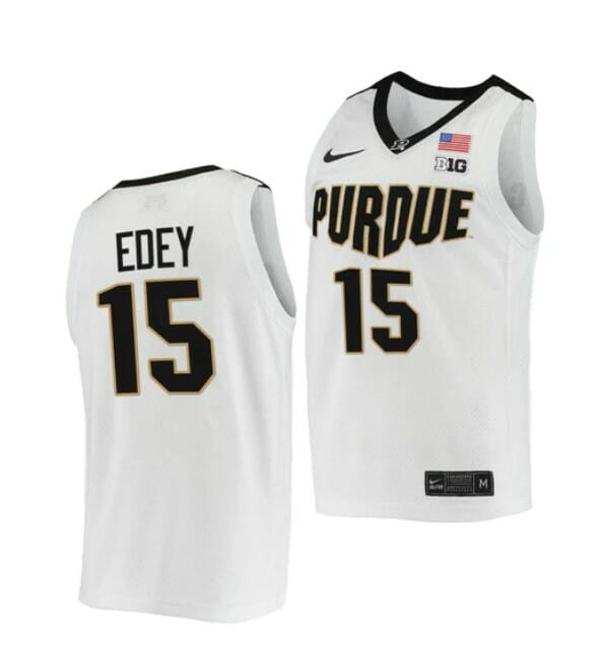 Men's Nike #15 Zach Edey Jersey Purdue Boilermakers College Basketball Jerseys White 2022