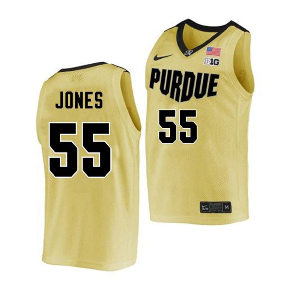 Men's Nike Lance Jones Jersey #55 Purdue Boilermakers College Basketball Gold Classic