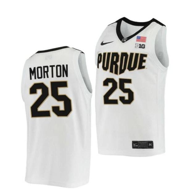 Men's Nike #25 Ethan Morton Jersey Purdue Boilermakers College Basketball Jerseys White 2022