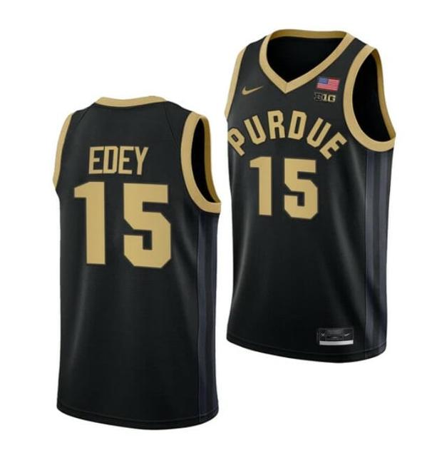 Men's Nike #15 Zach Edey Jersey Purdue Boilermakers College Basketball Jerseys Black