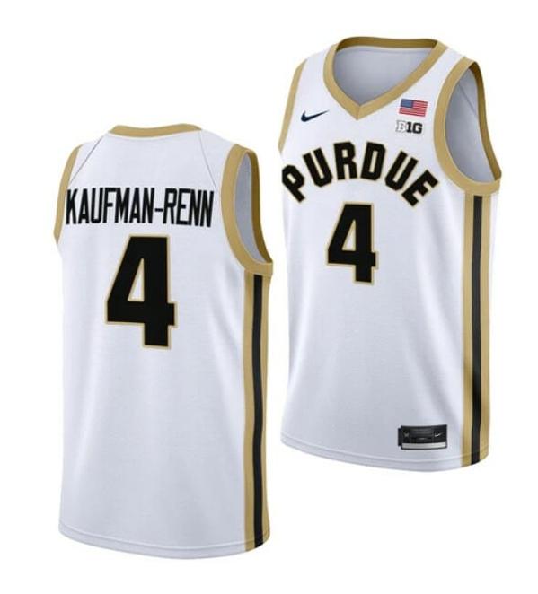 Men's Nike #4 Trey Kaufman Renn Jersey Purdue Boilermakers College Basketball Jerseys White