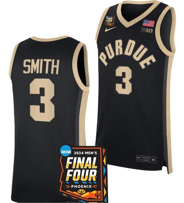 Men's Nike Braden Smith Jersey #3 Purdue Boilermakers 2024 NCAA March Madness Final Four Basketball Black