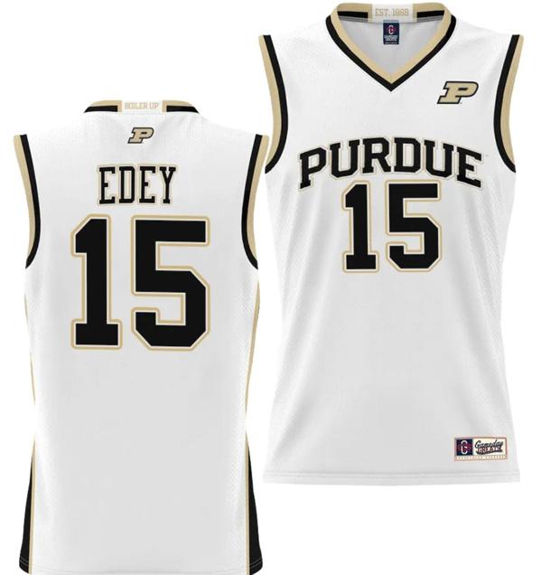 Men's Gameday Greats Zach Edey Jersey #15 Purdue Boilermakers NIL College Basketball Lightweight White