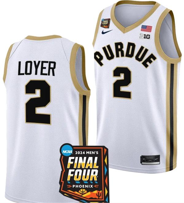 Men's Nike Fletcher Loyer Jersey #2 Purdue Boilermakers 2024 NCAA March Madness Final Four Basketball White