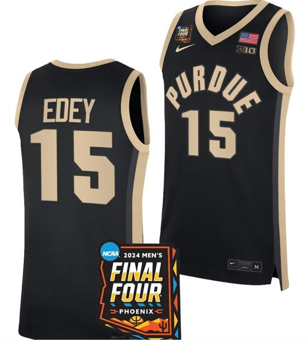 Men's Nike Zach Edey Jersey #15 Purdue Boilermakers 2024 NCAA March Madness Final Four Basketball Black