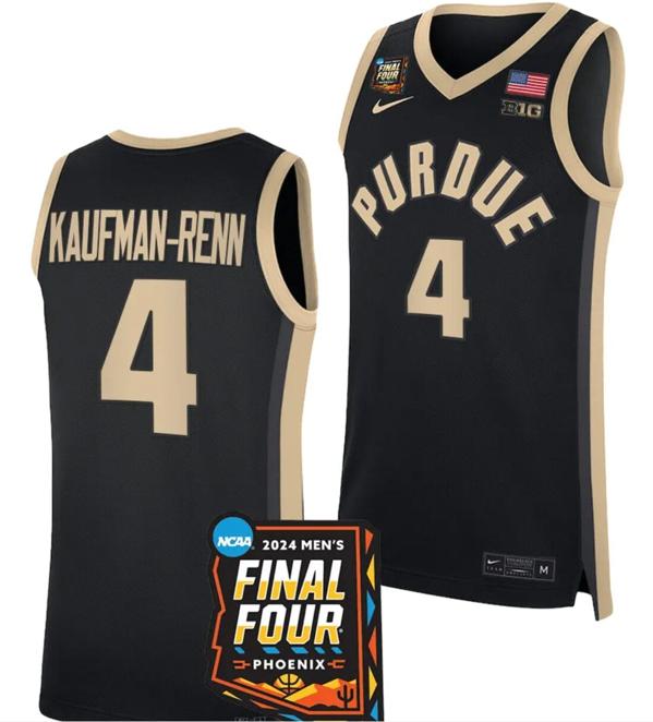 Men's Nike Trey Kaufman Renn Jersey #4 Purdue Boilermakers 2024 NCAA March Madness Final Four Basketball Black