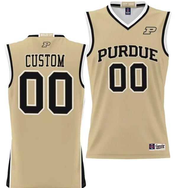 Men's Nike Custom Purdue Boilermakers Jersey Name and Number NIL College Basketball Lightweight Gold