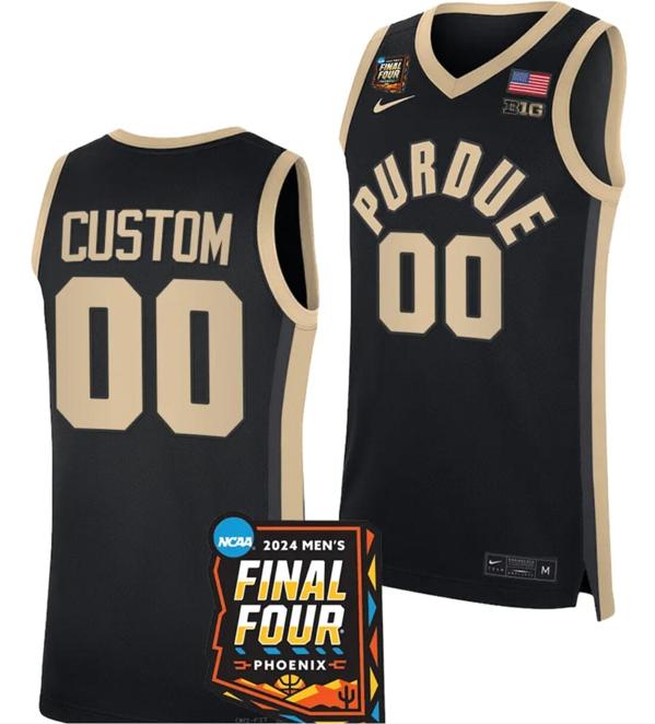 Men's Nike Custom Purdue Boilermakers Jersey Name and Number 2024 NCAA March Madness Final Four Basketball Black