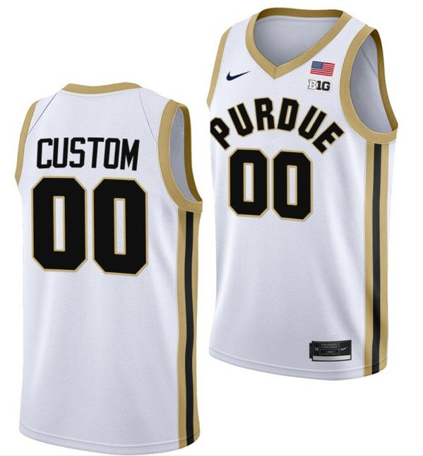 Men's Nike Custom Purdue Boilermakers Jersey College Basketball White