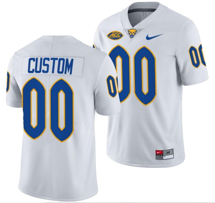 Men's Custom Pitt Panthers Jersey Name and Number White College Football Replica Uniform