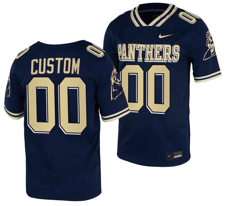 Men's Custom Pitt Panthers Jersey Name and Number Navy College Football Replica Uniform