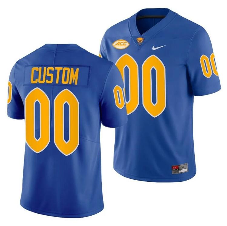 Men's Custom Pittsburgh Panthers Jersey Royal 2021-22 College Football Limited Jersey