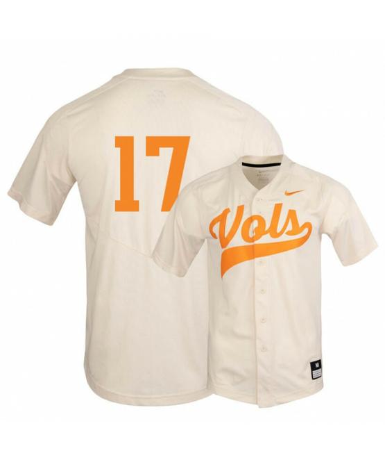 Men's Tennessee Volunteers 17 Connor Pavolony Elite White Baseball Jersey