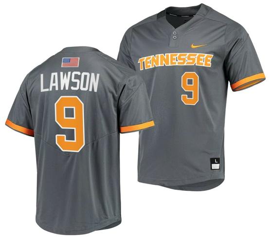 Men's Cortland Lawson Jersey Tennessee Volunteers College Baseball Grey #9