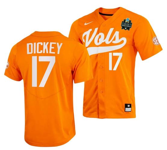 Men's Jared Dickey Jersey Tennessee Volunteers #17 Orange 2023 NCAA Baseball College World Series OMAHA 8