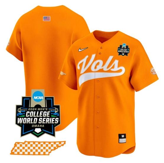 Men's Tennessee Volunteers Team Jersey 2024 College World Series Vapor Premier Limited NCAA Baseball Stitched Orange