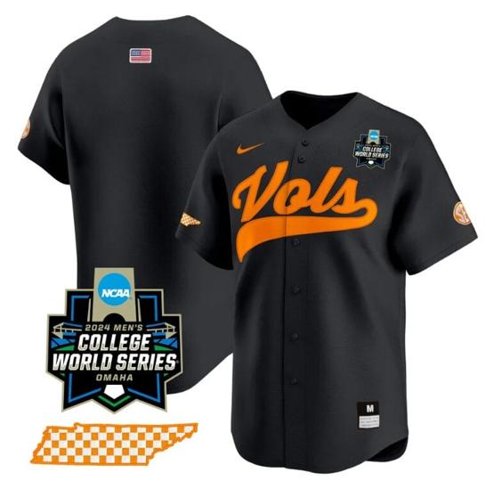 Men's Tennessee Volunteers Team Jersey 2024 College World Series Vapor Premier Limited NCAA Baseball Stitched Black