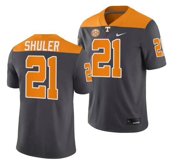 Men's Tennessee Volunteers #21 Navy Shuler Jersey 2023 Artful Dodger Smokey Grey Alternate Football