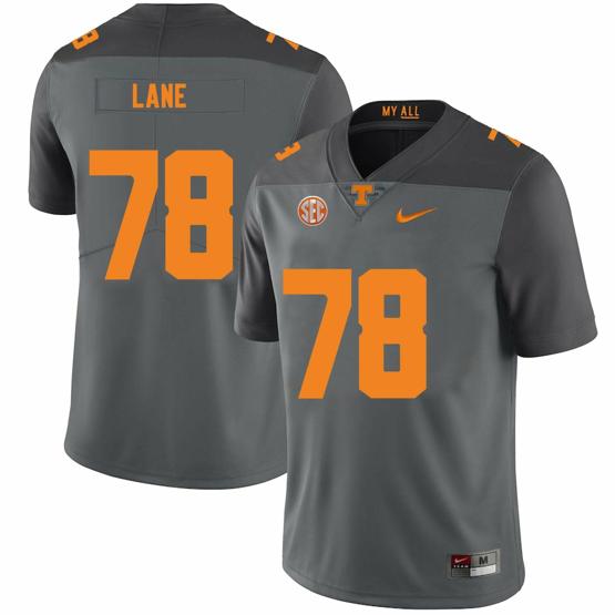 Men's Tennessee Volunteers #78 Ollie Lane Jersey College Football New Gray