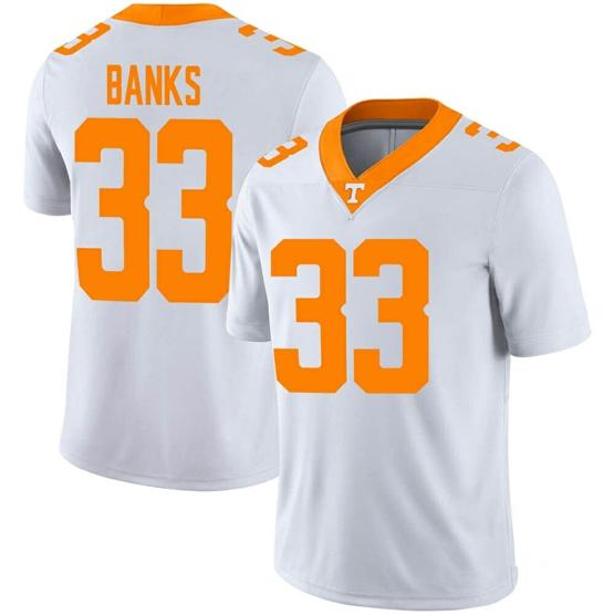 Men's Tennessee Volunteers Jeremy Banks Jersey #33 College Football White