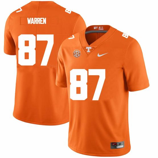 Men's Tennessee Volunteers #87 Jacob Warren Jersey College Football New Orange