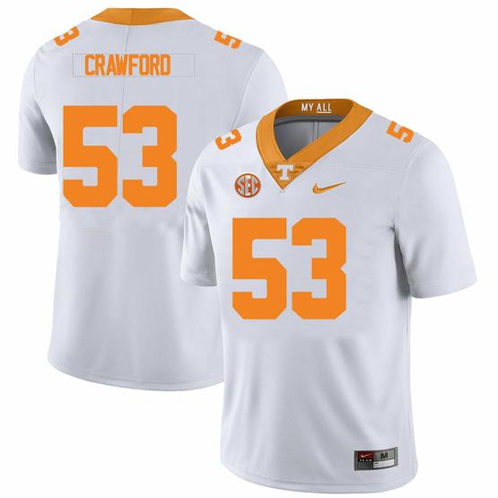 Men's Tennessee Volunteers #53 Jeremiah Crawford Jersey College Football New White