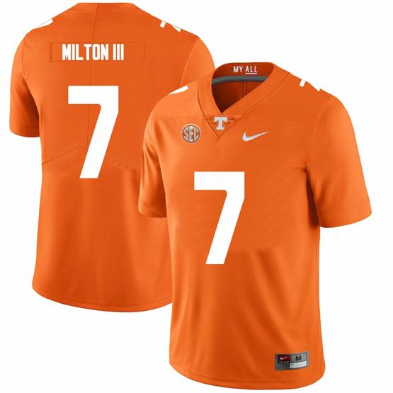 Men's Tennessee Volunteers #7 Joe Milton III Jersey College Football Orange