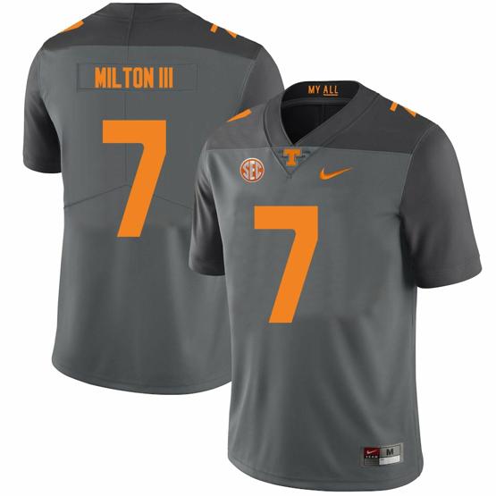 Men's Tennessee Volunteers #7 Joe Milton III Jersey College Football Gray