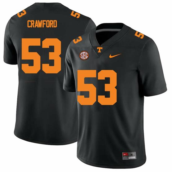 Men's Tennessee Volunteers #53 Jeremiah Crawford Jersey College Football New Black