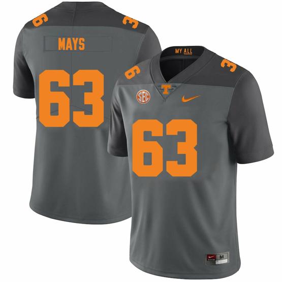 Men's Tennessee Volunteers #63 Cooper Mays Jersey College Football New Gray