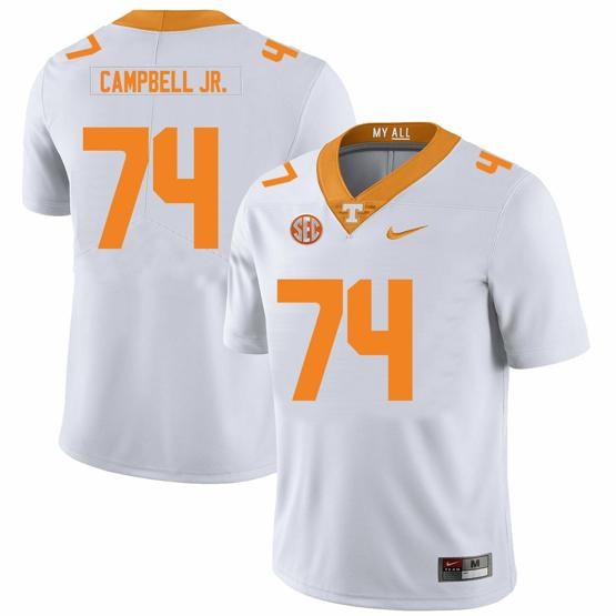 Men's Tennessee Volunteers #74 John Campbell Jr Jersey College Football New White