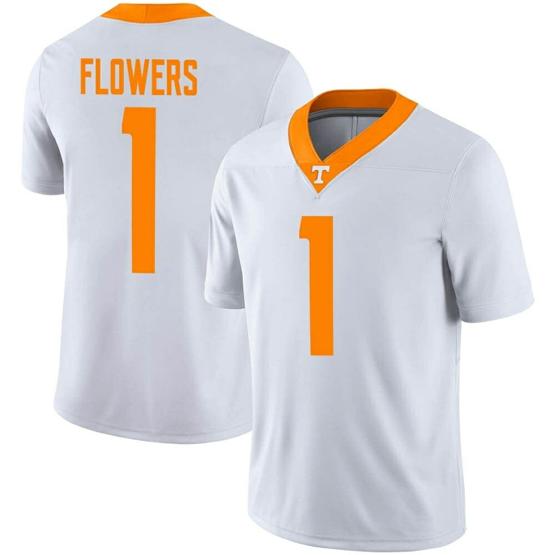 Men's Tennessee Volunteers Trevon Flowers Jersey #1 College Football White