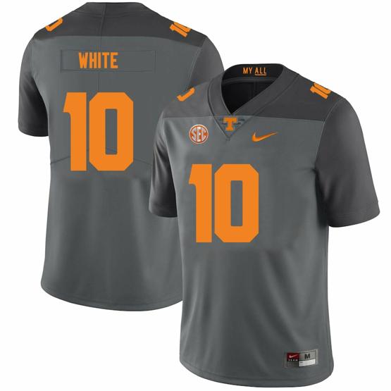 Men's Tennessee Volunteers #10 Squirrel White Jersey College Football New Gray