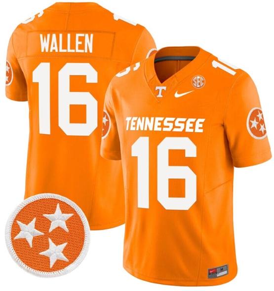 Men's Morgan Wallen Jersey #16 Tennessee Volunteers Vapor Limited College Football Orange