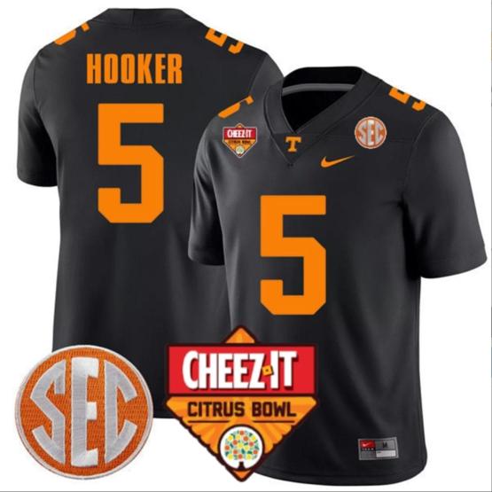 Men's Hendon Hooker Jersey #5 Tennessee Volunteers Football Cheez It Citrus Bowl Patch Black