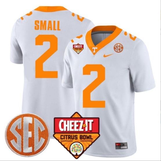 Men's Jabari Small Jersey #2 Tennessee Volunteers Football Cheez It Citrus Bowl Patch White